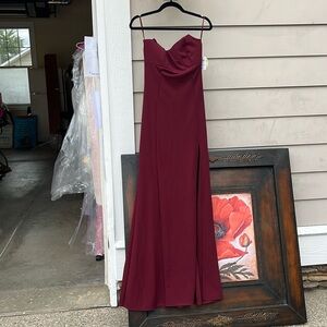 maroon strapless dress